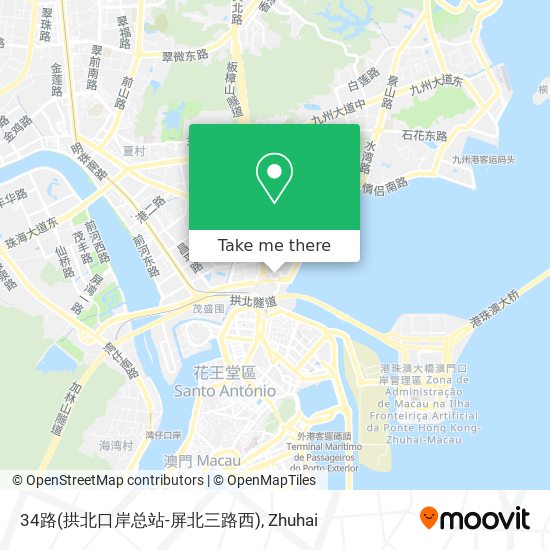 34路(拱北口岸总站-屏北三路西) map