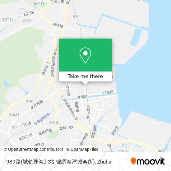 989路(城轨珠海北站-锦绣海湾城会所) map