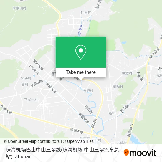 珠海机场巴士中山三乡线(珠海机场-中山三乡汽车总站) map