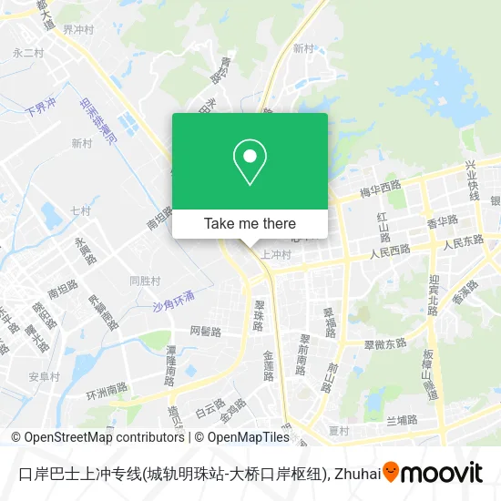 口岸巴士上冲专线(城轨明珠站-大桥口岸枢纽) map