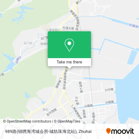 989路(锦绣海湾城会所-城轨珠海北站) map