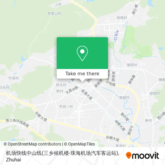 机场快线中山线(三乡候机楼-珠海机场汽车客运站) map