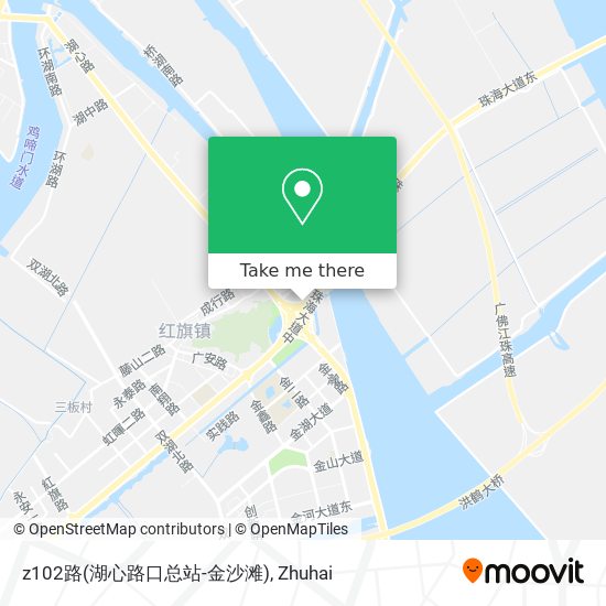 z102路(湖心路口总站-金沙滩) map