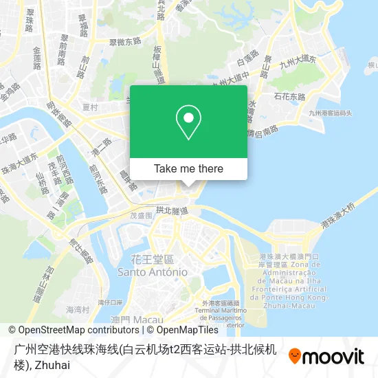 广州空港快线珠海线(白云机场t2西客运站-拱北候机楼) map
