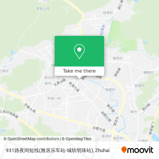931路夜间短线(雅居乐车站-城轨明珠站) map