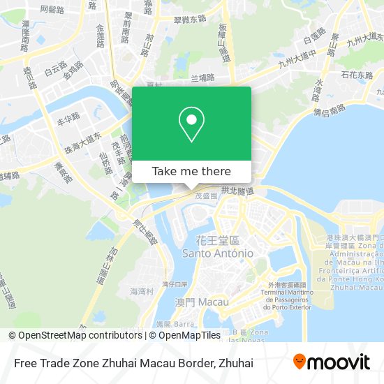 Free Trade Zone Zhuhai Macau Border map