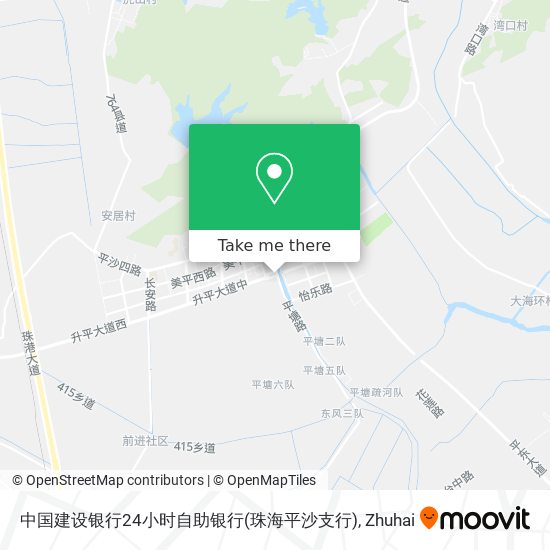 中国建设银行24小时自助银行(珠海平沙支行) map