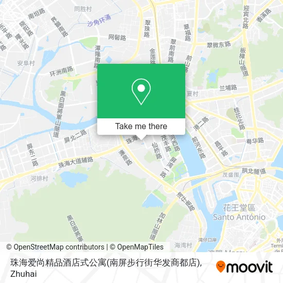 珠海爱尚精品酒店式公寓(南屏步行街华发商都店) map