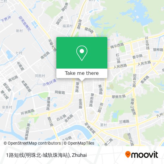 1路短线(明珠北-城轨珠海站) map