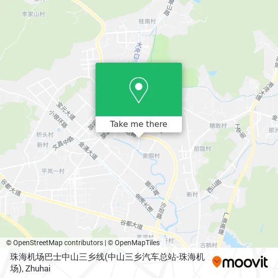 珠海机场巴士中山三乡线(中山三乡汽车总站-珠海机场) map