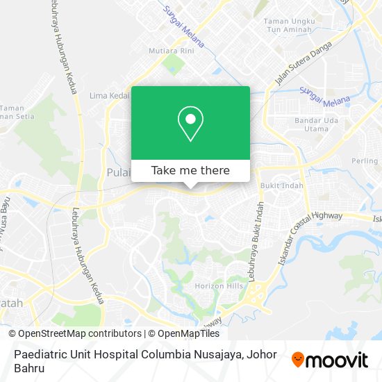 Paediatric Unit Hospital Columbia Nusajaya map