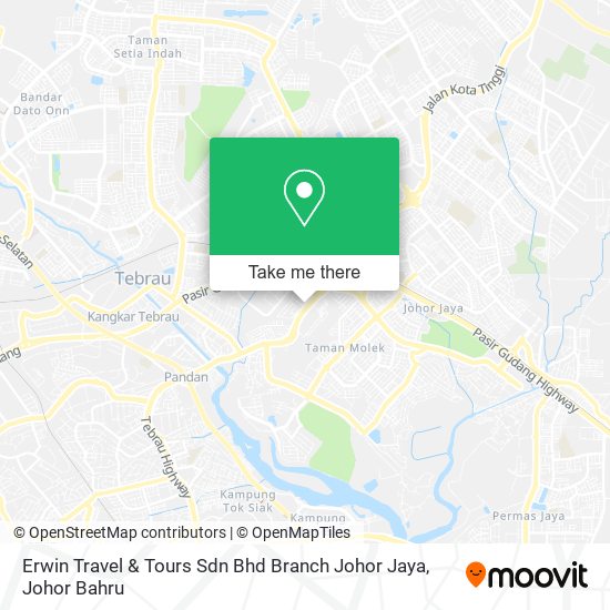 Erwin Travel & Tours Sdn Bhd Branch Johor Jaya map