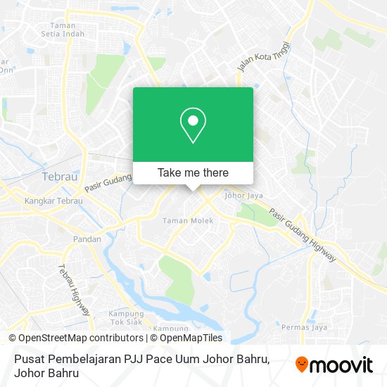 Pusat Pembelajaran PJJ Pace Uum Johor Bahru map
