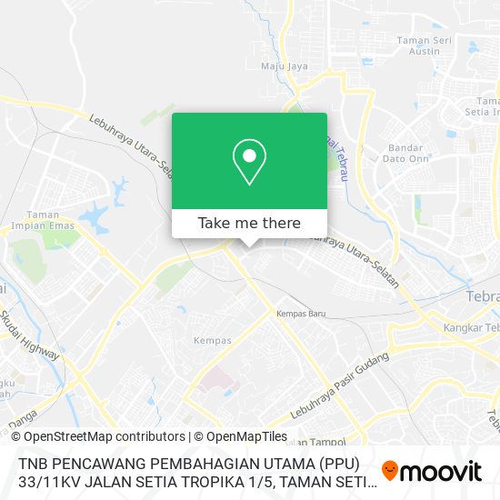 TNB PENCAWANG PEMBAHAGIAN UTAMA (PPU) 33 / 11KV JALAN SETIA TROPIKA 1 / 5, TAMAN SETIA TROPIKA, JOHOR B map