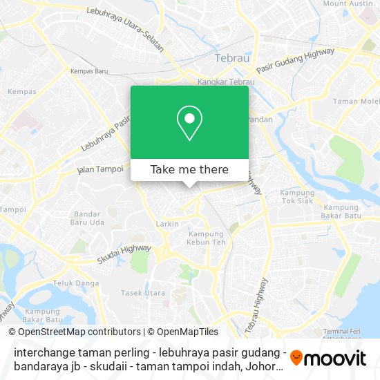 interchange taman perling - lebuhraya pasir gudang - bandaraya jb - skudaii - taman tampoi indah map