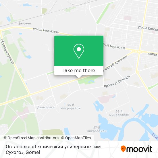 Остановка «Технический университет им. Сухого» map