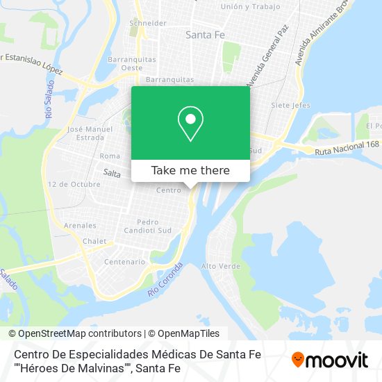 Mapa de Centro De Especialidades Médicas De Santa Fe ""Héroes De Malvinas""