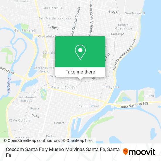 Mapa de Cexcom Santa Fe y Museo Malvinas Santa Fe