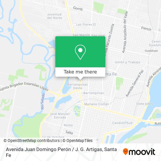 Mapa de Avenida Juan Domingo Perón / J. G. Artigas