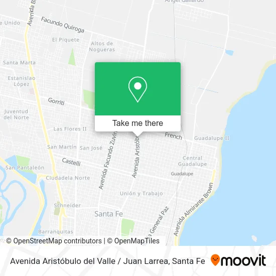 Mapa de Avenida Aristóbulo del Valle / Juan Larrea