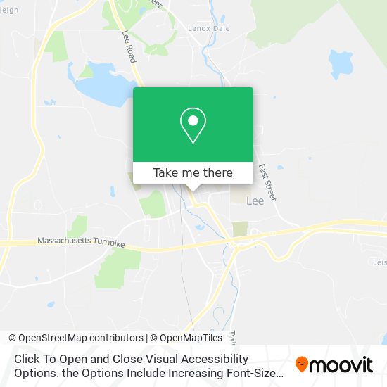 Mapa de Click To Open and Close Visual Accessibility Options. the Options Include Increasing Font-Size and