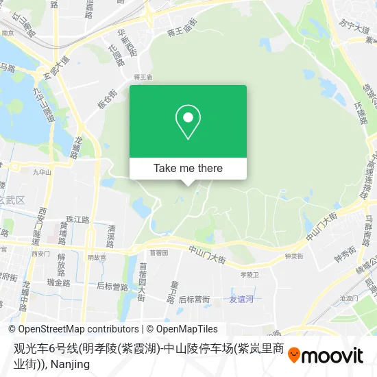 观光车6号线(明孝陵(紫霞湖)-中山陵停车场(紫岚里商业街)) map