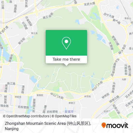 Zhongshan Mountain Scenic Area (钟山风景区) map