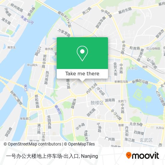 一号办公大楼地上停车场-出入口 map