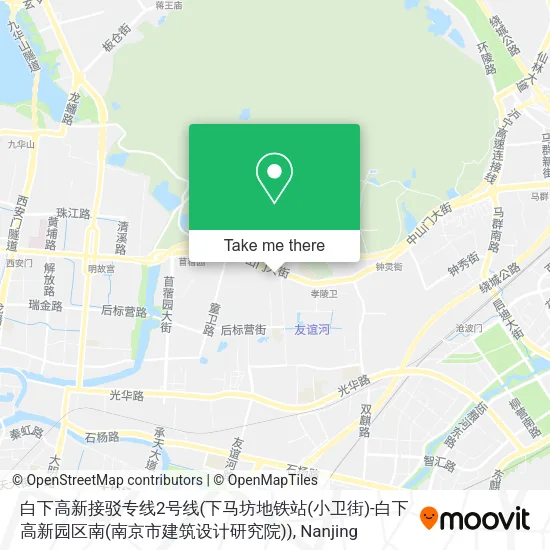 白下高新接驳专线2号线(下马坊地铁站(小卫街)-白下高新园区南(南京市建筑设计研究院)) map