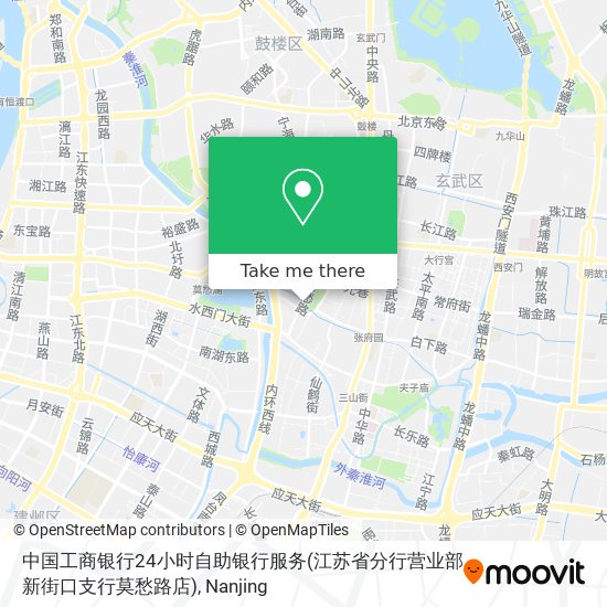 中国工商银行24小时自助银行服务(江苏省分行营业部新街口支行莫愁路店) map