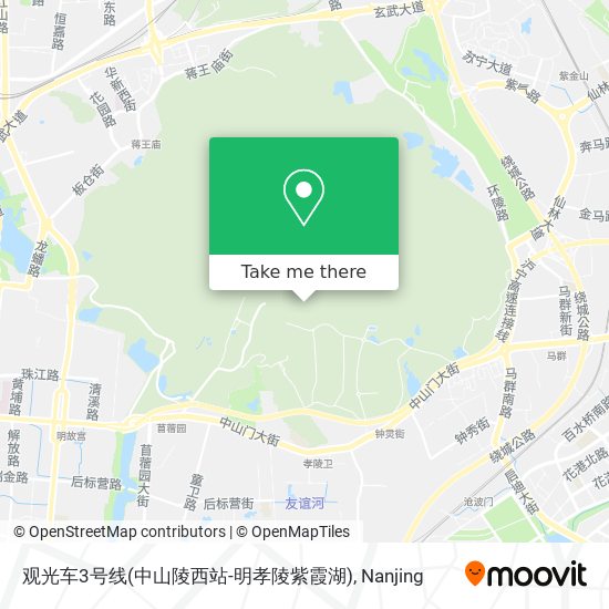 观光车3号线(中山陵西站-明孝陵紫霞湖) map