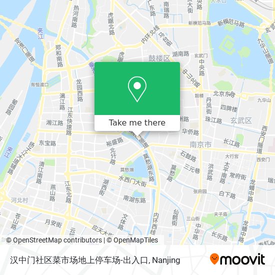 汉中门社区菜市场地上停车场-出入口 map