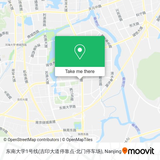 东南大学1号线(吉印大道停靠点-北门停车场) map