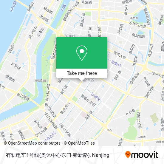有轨电车1号线(奥体中心东门-秦新路) map