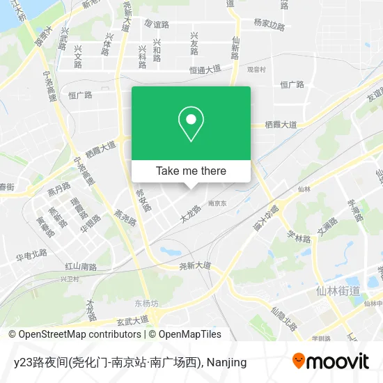 y23路夜间(尧化门-南京站·南广场西) map