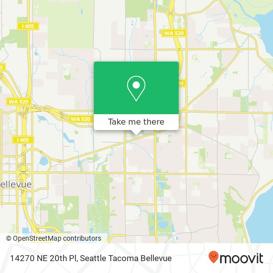 Mapa de 14270 NE 20th Pl, Bellevue, WA 98007