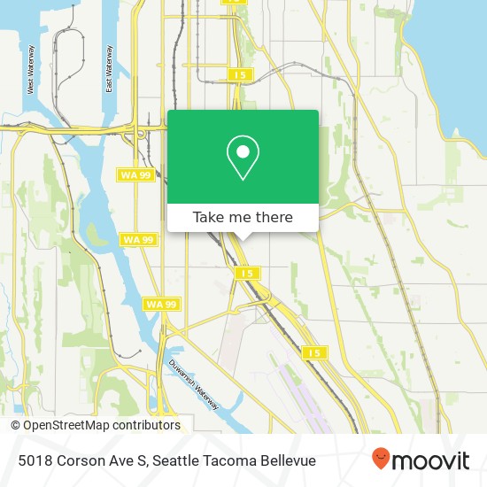 Mapa de 5018 Corson Ave S, Seattle (TUKWILA), WA 98108