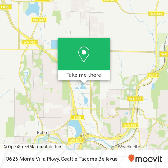 Mapa de 3626 Monte Villa Pkwy, Bothell, WA 98021