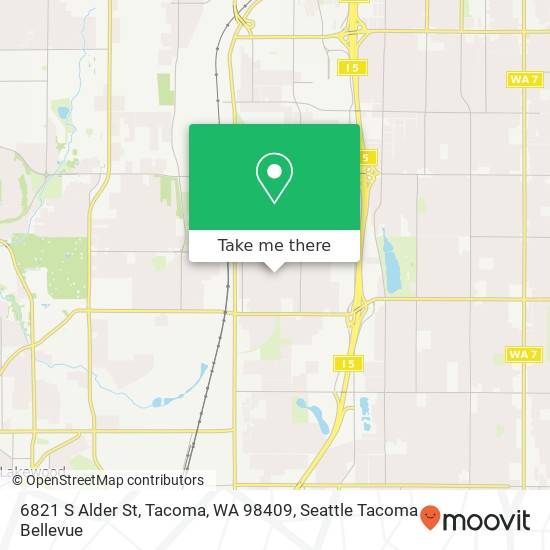 Mapa de 6821 S Alder St, Tacoma, WA 98409