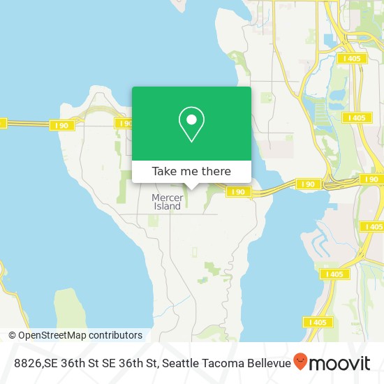 Mapa de 8826,SE 36th St SE 36th St, Mercer Island, WA 98040