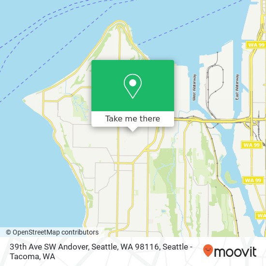 Mapa de 39th Ave SW Andover, Seattle, WA 98116