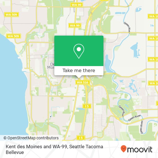 Mapa de Kent des Moines and WA-99, Seattle, WA 98198