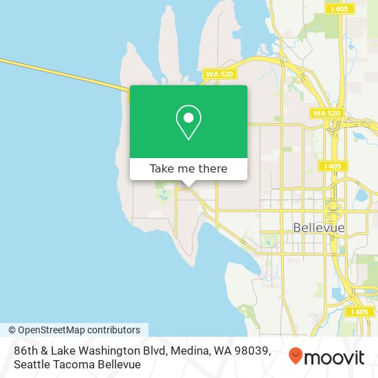 Mapa de 86th & Lake Washington Blvd, Medina, WA 98039