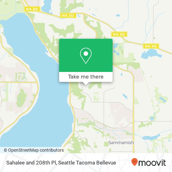 Sahalee and 208th Pl, Sammamish (REDMOND), WA 98074 map