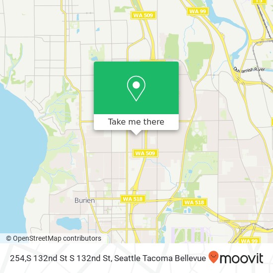 Mapa de 254,S 132nd St S 132nd St, Burien, WA 98168