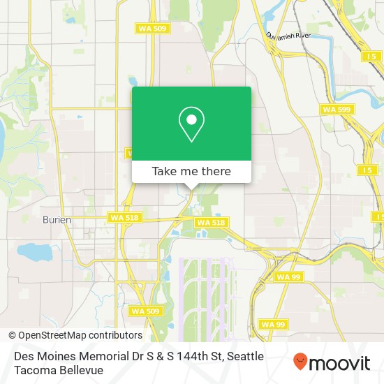 Des Moines Memorial Dr S & S 144th St map