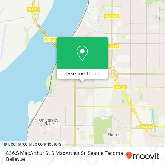 Mapa de 836,S MacArthur St S MacArthur St, Tacoma, WA 98465
