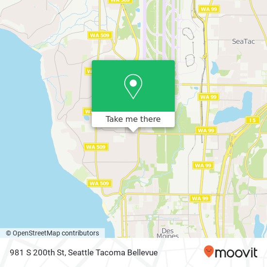 Mapa de 981 S 200th St, Des Moines (Seattle), WA 98198