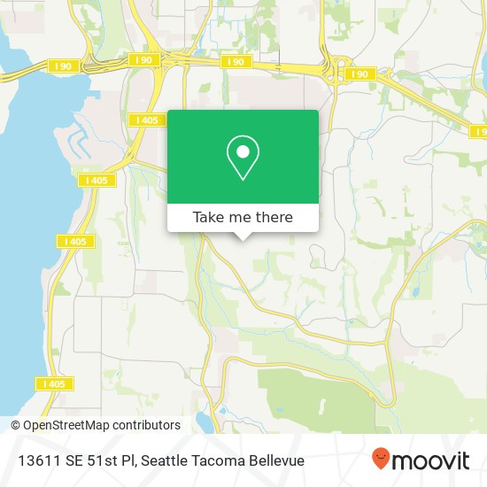 Mapa de 13611 SE 51st Pl, Bellevue, WA 98006