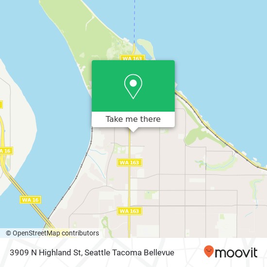 Mapa de 3909 N Highland St, Tacoma, WA 98407
